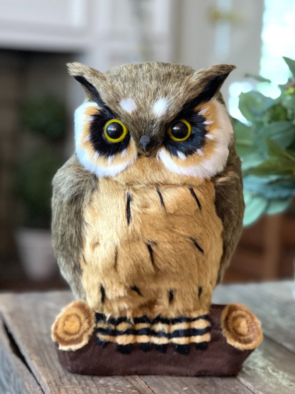 Ragon House Faux Fur Woodland Great Horned Owl Figure 11" -NEW